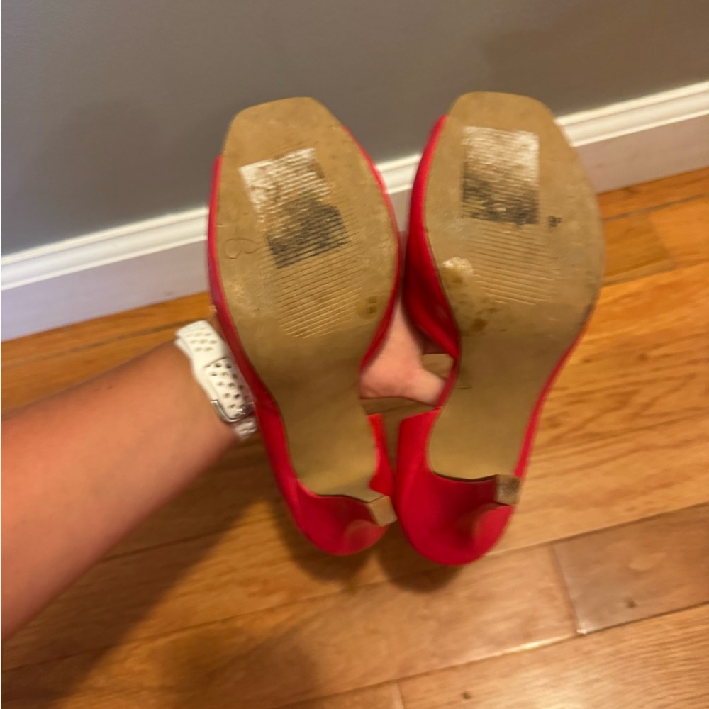 Jessica Simpson Vibrant Red Open Toe Heels - image 3